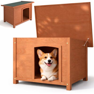BAKAJI Casetta Per Cani M Esterno In Legno Tetto Apribile Cuccia Per Animali Domestici BAKAJI Casetta Per Cani M Esterno In Legno Tetto Apribile Cuccia Per Animali Domestici