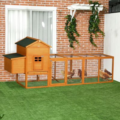 PZCC Grande Pollaio In Legno Per 3-6 Galline Con Tetto In Asfalto, Nido E Vassoio Rimovibile, 297,5x68x118 Cm, Colore Naturale. PZCC Grande Pollaio In Legno Per 3-6 Galline Con Tetto In Asfalto, Nido E Vassoio Rimovibile, 297,5x68x118 Cm, Colore Naturale.