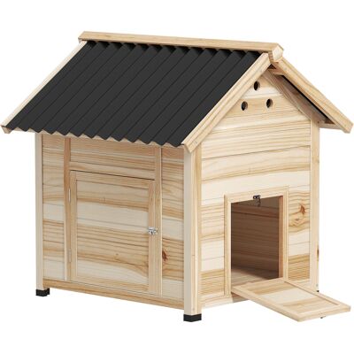 TORMATOR Pollaio In Legno Per Anatre, Riparo Per Anatre Con Tetto Apribile E Doppia Porta, 78 X 90 X 92 Cm, Effetto Legno Naturale TORMATOR Pollaio In Legno Per Anatre, Riparo Per Anatre Con Tetto Apribile E Doppia Porta, 78 X 90 X 92 Cm, Effetto Legno Naturale