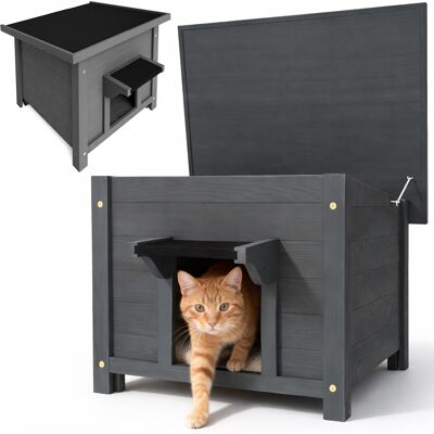 BAKAJI Casetta Per Animali Domestici Grigia In Legno Cuccia Tetto Apribile 60x58x47cm BAKAJI Casetta Per Animali Domestici Grigia In Legno Cuccia Tetto Apribile 60x58x47cm