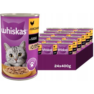 Whiskas - Cibo umido per gatti Dose Gelatina Pollo - 12x400 g - Gelatina - Cibo per gatti Whiskas - Cibo umido per gatti Dose Gelatina Pollo - 12x400 g - Gelatina - Cibo per gatti