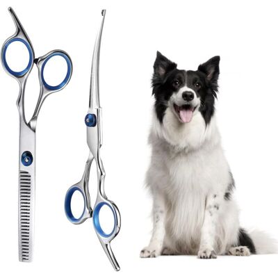 OEM Forbici Per La Toelettatura Di Cani E Gatti – Set Da 2 Pezzi In Acciaio Inossidabile Con Punte Di Sicurezza Rotonde E Lama Sfoltitrice Professionale OEM Forbici Per La Toelettatura Di Cani E Gatti – Set Da 2 Pezzi In Acciaio Inossidabile Con Punte Di Sicurezza Rotonde E Lama Sfoltitrice Professionale