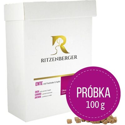 OEM Anatra Con Pastinaca E Mela Per Cani, Campione 100 G Cibo Al Forno Ritzenberger OEM Anatra Con Pastinaca E Mela Per Cani, Campione 100 G Cibo Al Forno Ritzenberger