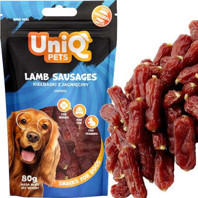 OEM Snack Prelibato Per Cani: Salsicce Morbide Di Agnello Uniq Pets 80g OEM Snack Prelibato Per Cani: Salsicce Morbide Di Agnello Uniq Pets 80g