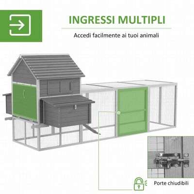 BEYAMIS Pollaio Da Esterno Per Galline Ovaiole, Casetta Per Galline Con Rampa E Area Aperta Recintata, 310,5x149,5x149 Cm, Grigio BEYAMIS Pollaio Da Esterno Per Galline Ovaiole, Casetta Per Galline Con Rampa E Area Aperta Recintata, 310,5x149,5x149 Cm, Grigio