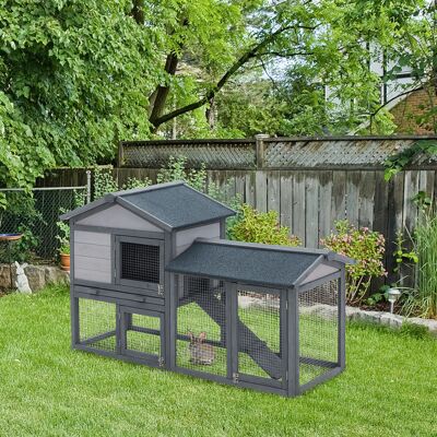 PZCC Conigliera Pawhut, Conigliera Nana A 2 Livelli Con 3 Porte Chiudibili A Chiave, Vassoio Raccogli-escrementi, Tetto Interamente In Bitume, 147l X 54w X 84h Cm, Legno Massello Di Pino Grigio. PZCC Conigliera Pawhut, Conigliera Nana A 2 Livelli Con 3 Porte Chiudibili A Chiave, Vassoio Raccogli-escrementi, Tetto Interamente In Bitume, 147l X 54w X 84h Cm, Legno Massello Di Pino Grigio.