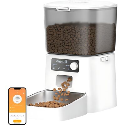 ONEISALL Ciotola Automatica Per Cibo Per Cani E Gatti , Colore Bianco, Capacità 1,2 Litri. ONEISALL Ciotola Automatica Per Cibo Per Cani E Gatti , Colore Bianco, Capacità 1,2 Litri.