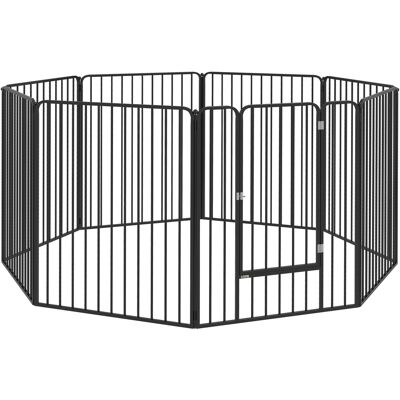 IROVAMI Gabbia Cane 8 Pannelli Modulari, Uso Interno/esterno, 9 Picchetti, Acciaio, 164x164x100 Cm, Nera IROVAMI Gabbia Cane 8 Pannelli Modulari, Uso Interno/esterno, 9 Picchetti, Acciaio, 164x164x100 Cm, Nera