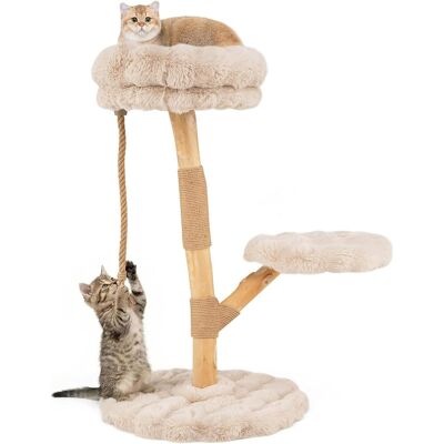 COSTWAY Albero Per Gatti 90 Cm,in Legno, Tiragraffi In Luta Naturale E Corda,beige COSTWAY Albero Per Gatti 90 Cm,in Legno, Tiragraffi In Luta Naturale E Corda,beige