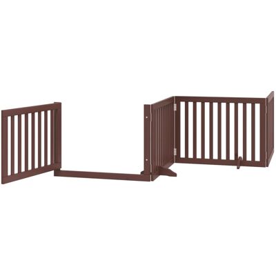 HELLOSHOP26 Cancelletto Di Sicurezza Per Cani Con Porta In Legno Di Pioppo Marrone A 4 Pannelli 020023301 HELLOSHOP26 Cancelletto Di Sicurezza Per Cani Con Porta In Legno Di Pioppo Marrone A 4 Pannelli 020023301
