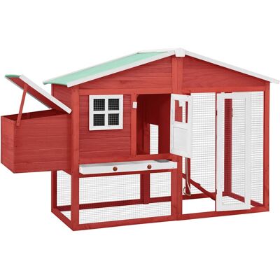 MAISON EXCLUSIVE - Pollaio Con Casetta Nidificazione Rosso E Bianco In Legno Abete MAISON EXCLUSIVE - Pollaio Con Casetta Nidificazione Rosso E Bianco In Legno Abete