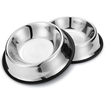 WUIPEO Confezione Da 2 Ciotole Per Cani In Acciaio Inox Con Base In Gomma Antiscivolo, Adatte A Cani E Animali Domestici Di Taglia Media/grande, 21,5 Cm. WUIPEO Confezione Da 2 Ciotole Per Cani In Acciaio Inox Con Base In Gomma Antiscivolo, Adatte A Cani E Animali Domestici Di Taglia Media/grande, 21,5 Cm.