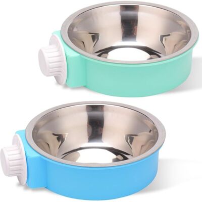 FOCTRO Set Di 2 Ciotole Sospese 2 In 1 In Acciaio Inox Con Coperchi In Plastica Rimovibili, Antiruggine, Ideali Per Cibo E Acqua Per Cuccioli, Gatti E Piccoli Animali. FOCTRO Set Di 2 Ciotole Sospese 2 In 1 In Acciaio Inox Con Coperchi In Plastica Rimovibili, Antiruggine, Ideali Per Cibo E Acqua Per Cuccioli, Gatti E Piccoli Animali.
