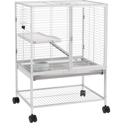 TORMATOR Gabbia Per Piccoli Animali Su Ruote, 2 Livelli Con 2 Porte, 1 Rampa, 1 Ripiano Portaoggetti, 61,5 X 44,5 X 86 Cm, Grigia TORMATOR Gabbia Per Piccoli Animali Su Ruote, 2 Livelli Con 2 Porte, 1 Rampa, 1 Ripiano Portaoggetti, 61,5 X 44,5 X 86 Cm, Grigia