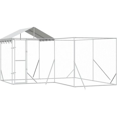 MAISON EXCLUSIVE - Cuccia Cani Da Esterno Tetto Argento 4x4x2,5 M Acciaio Zincato MAISON EXCLUSIVE - Cuccia Cani Da Esterno Tetto Argento 4x4x2,5 M Acciaio Zincato