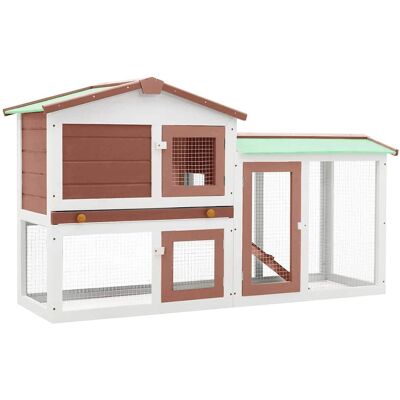 MAISON EXCLUSIVE - Conigliera Per Esterni Grande Marrone Bianca 145x45x84 Cm Legno MAISON EXCLUSIVE - Conigliera Per Esterni Grande Marrone Bianca 145x45x84 Cm Legno