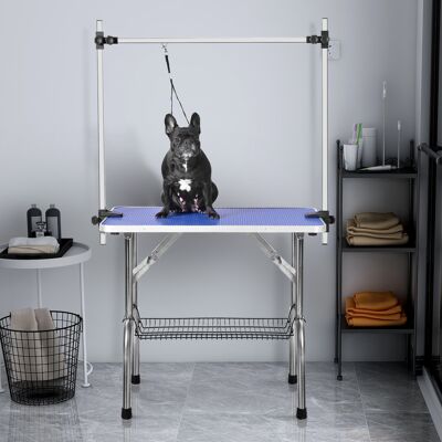 KELLANY Tavolo Da Toelettatura Per Animali Domestici Professionale Pieghevole, Tavolo Per Toelettatura Con Braccio Di Supporto Portatile, Guinzaglio E Ripiano In Rete, Blu, 906076cm (lpa), Capacità Di Carico KELLANY Tavolo Da Toelettatura Per Animali Domestici Professionale Pieghevole, Tavolo Per Toelettatura Con Braccio Di Supporto Portatile, Guinzaglio E Ripiano In Rete, Blu, 906076cm (lpa), Capacità Di Carico
