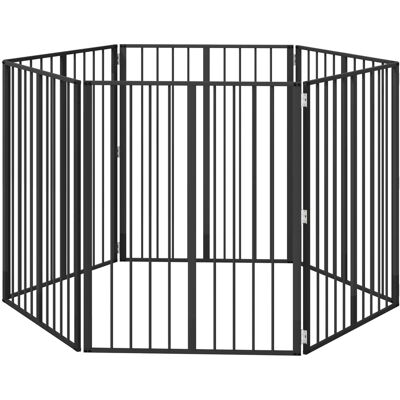 VIDAXL Cancello Per Cani 6 Pcs Nero 80 X 100 Cm Acciaio Zincato VIDAXL Cancello Per Cani 6 Pcs Nero 80 X 100 Cm Acciaio Zincato