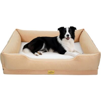 BINGOPAW Cuccia Per Cane Taglia Grande Letto Per Cani Ortopedico Sfoderabile, Beige 105x75,5x21 Cm BINGOPAW Cuccia Per Cane Taglia Grande Letto Per Cani Ortopedico Sfoderabile, Beige 105x75,5x21 Cm