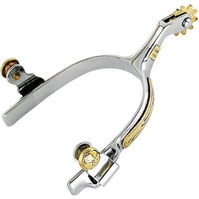 SARTORE Speroni Western A Fascia Stretta In Acciaio Inox Con Riporti In Ottone SARTORE Speroni Western A Fascia Stretta In Acciaio Inox Con Riporti In Ottone