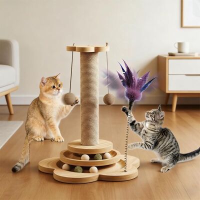 Neptune Giocattolo Per Gatti In Legno 4 In 1, Tiragraffi In Legno Da 50 Cm, Albero Per Gatti Con Giocattoli, Tiragraffi In Corda Di Sisal Con Palla Rotante, Piume, Per Gatti Neptune Giocattolo Per Gatti In Legno 4 In 1, Tiragraffi In Legno Da 50 Cm, Albero Per Gatti Con Giocattoli, Tiragraffi In Corda Di Sisal Con Palla Rotante, Piume, Per Gatti