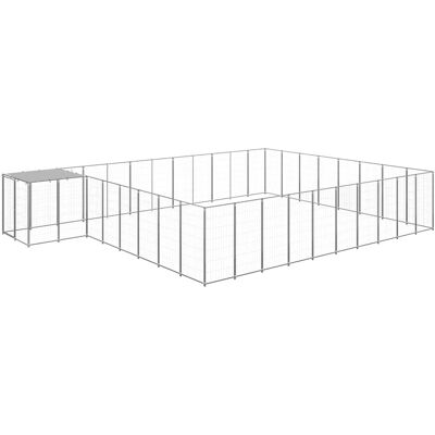 MAISON EXCLUSIVE - Gabbia Per Cani Argento 25,41 M² In Acciaio MAISON EXCLUSIVE - Gabbia Per Cani Argento 25,41 M² In Acciaio