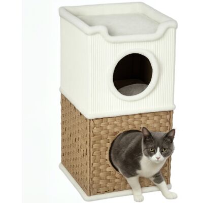 TORMATOR Cuccia Per Gatti Da Interno A Tre Livelli, Torre Per Gatti Con Tiragraffi In Sisal, 41 X 41 X 75,5 Cm, Crema TORMATOR Cuccia Per Gatti Da Interno A Tre Livelli, Torre Per Gatti Con Tiragraffi In Sisal, 41 X 41 X 75,5 Cm, Crema