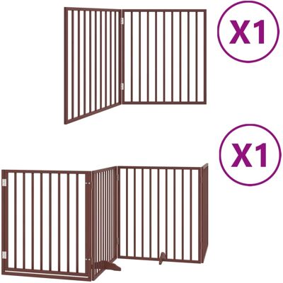 HELLOSHOP26 Cancelletto Di Sicurezza Per Cani Con Porta Pieghevole 6 Pannelli Legno Di Pioppo Marrone 020023026 HELLOSHOP26 Cancelletto Di Sicurezza Per Cani Con Porta Pieghevole 6 Pannelli Legno Di Pioppo Marrone 020023026