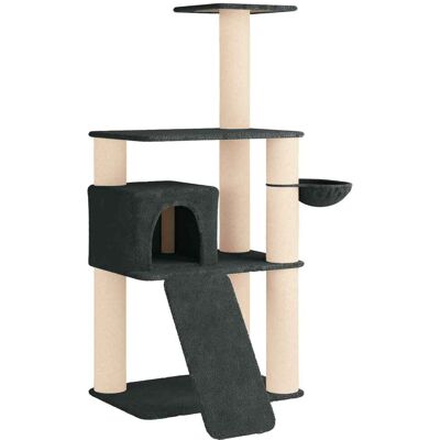 VIDAXL Albero Per Gatti Con Pali Per Graffiare In Sisal Grigio Scuro VIDAXL Albero Per Gatti Con Pali Per Graffiare In Sisal Grigio Scuro