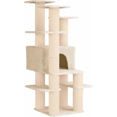 VIDAXL Albero Per Gatti Con Pali Per Graffiare In Sisal Crema 161 Cm VIDAXL Albero Per Gatti Con Pali Per Graffiare In Sisal Crema 161 Cm