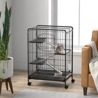 PZCC Gabbia Per Piccoli Animali E Piccoli Roditori Con Ruote, Gabbietta Per Conigli E Cincillà Con 3 Rampe E 3 Piattaforme, Ciotola E Bottiglia, 61.5x44x95 Cm, Nero PZCC Gabbia Per Piccoli Animali E Piccoli Roditori Con Ruote, Gabbietta Per Conigli E Cincillà Con 3 Rampe E 3 Piattaforme, Ciotola E Bottiglia, 61.5x44x95 Cm, Nero