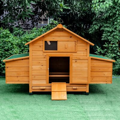 PZCC Pollaio Gabbia Ovaiole Per Galline Da Giardino Con 2 Cassetti, Nido E Tetto Da Esterno Impermeabile In Legno, 150x100x96.5 Cm PZCC Pollaio Gabbia Ovaiole Per Galline Da Giardino Con 2 Cassetti, Nido E Tetto Da Esterno Impermeabile In Legno, 150x100x96.5 Cm