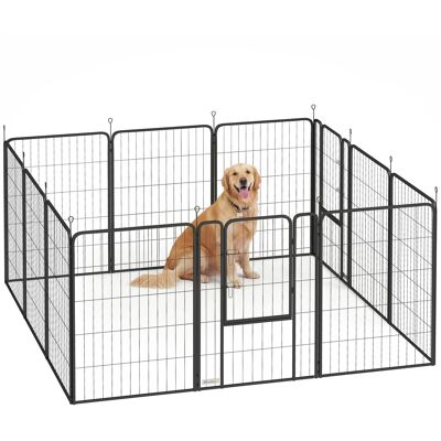 IROVAMI Recinto Per Cani Di Grandi Dimensioni, 12 Pannelli Con Ante, Alto 100 Cm, Nero. IROVAMI Recinto Per Cani Di Grandi Dimensioni, 12 Pannelli Con Ante, Alto 100 Cm, Nero.
