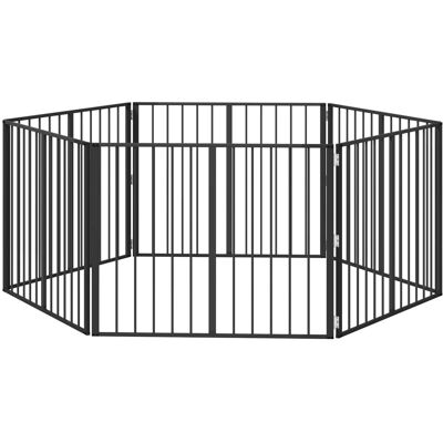 VIDAXL Cancello Per Cani 6 Pcs Nero 100 X 80 Cm Acciaio Zincato VIDAXL Cancello Per Cani 6 Pcs Nero 100 X 80 Cm Acciaio Zincato
