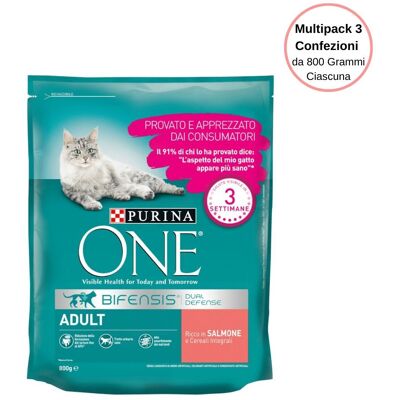 Purina One Bifensis Crocchette Al Salmone E Cereali Per Gatto Adulto Multipack Da 3 Confezioni Da 800 Grammi Ciascuna Purina One Bifensis Crocchette Al Salmone E Cereali Per Gatto Adulto Multipack Da 3 Confezioni Da 800 Grammi Ciascuna