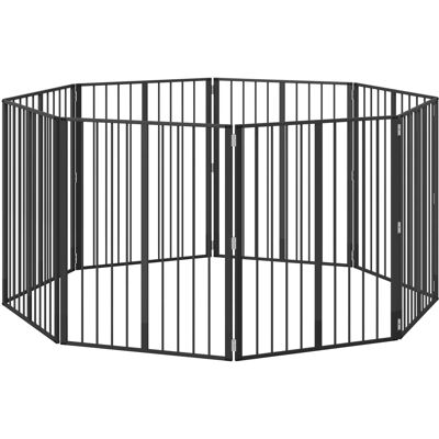 VIDAXL Cancello Per Cani 8 Pcs Nero 80 X 100 Cm Acciaio Zincato VIDAXL Cancello Per Cani 8 Pcs Nero 80 X 100 Cm Acciaio Zincato