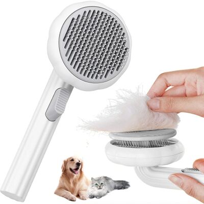 Zone Spazzola Per Gatti A Pelo Corto, Spazzola Per Cani E Gatti A Pelo Corto, Spazzola Autopulente Per La Toelettatura Di Gatti E Cuccioli A Pelo Corto O Lungo (modello Bianco Zucca-pera [manico Con Sistem Zone Spazzola Per Gatti A Pelo Corto, Spazzola Per Cani E Gatti A Pelo Corto, Spazzola Autopulente Per La Toelettatura Di Gatti E Cuccioli A Pelo Corto O Lungo (modello Bianco Zucca-pera [manico Con Sistem