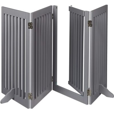 RELAXDAYS Cancelletto Per Animali, Barriera Per Cani E Gatti, 4 Pannelli, Recinzione Per Scale, Mdf, 92x207 Cm, Grigio RELAXDAYS Cancelletto Per Animali, Barriera Per Cani E Gatti, 4 Pannelli, Recinzione Per Scale, Mdf, 92x207 Cm, Grigio