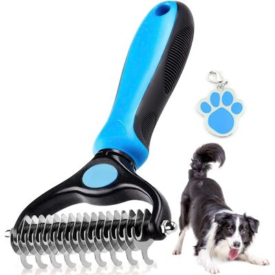 COOCHEER Spazzole Per Cani, Spazzole Per Gatti, Rastrelli Per La Toelettatura Di Cani E Gatti Per Rimuovere Il Sottopelo Del Tuo Animale Domestico. Grande Spazzola Blu A Doppia Faccia (17+9 Denti). COOCHEER Spazzole Per Cani, Spazzole Per Gatti, Rastrelli Per La Toelettatura Di Cani E Gatti Per Rimuovere Il Sottopelo Del Tuo Animale Domestico. Grande Spazzola Blu A Doppia Faccia (17+9 Denti).