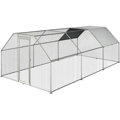 IROVAMI Pollaio Impermeabile In Metallo Zincato Pawhut, Con Porta E Copertura In Tessuto Oxford, 280x570x195 Cm IROVAMI Pollaio Impermeabile In Metallo Zincato Pawhut, Con Porta E Copertura In Tessuto Oxford, 280x570x195 Cm