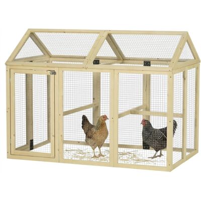 TORMATOR Recinto Per Galline All'aperto In Legno Con Porte Multiple E Rete In Metallo, 140x88.5x106 Cm, Color Legno TORMATOR Recinto Per Galline All'aperto In Legno Con Porte Multiple E Rete In Metallo, 140x88.5x106 Cm, Color Legno