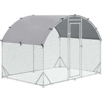 GIORDANOSHOP Recinto Per Galline 280x190x197 Cm Con Tetto E Copertura Anti Uv In Metallo Galvanizzato Argento GIORDANOSHOP Recinto Per Galline 280x190x197 Cm Con Tetto E Copertura Anti Uv In Metallo Galvanizzato Argento