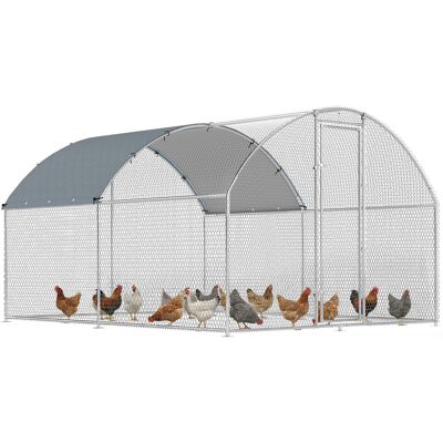 TORMATOR Pollaio Per Galline Da Esterno Con Tetto Impermeabile E Serratura, In Acciaio Zincato, 2.8x3.4x1.9 M, Argento TORMATOR Pollaio Per Galline Da Esterno Con Tetto Impermeabile E Serratura, In Acciaio Zincato, 2.8x3.4x1.9 M, Argento