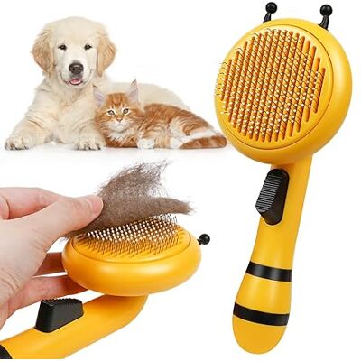 Zone Spazzola Per Cani E Gatti, Setole Morbide In Acciaio Inossidabile Per Pelo Lungo E Corto, Un Pulsante Per Rimuovere Rapidamente I Peli Dell'animale Dalla Spazzola Zone Spazzola Per Cani E Gatti, Setole Morbide In Acciaio Inossidabile Per Pelo Lungo E Corto, Un Pulsante Per Rimuovere Rapidamente I Peli Dell'animale Dalla Spazzola
