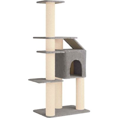 VIDAXL Albero Per Gatti Con Pali Per Graffiare In Sisal Grigio Chiaro VIDAXL Albero Per Gatti Con Pali Per Graffiare In Sisal Grigio Chiaro