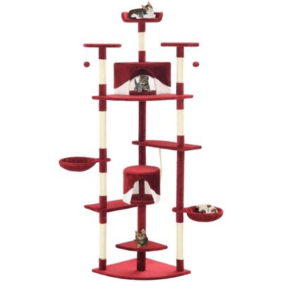 Albero per gatti Rosso e Bianco - Multi livello in sisal Albero per gatti Rosso e Bianco - Multi livello in sisal