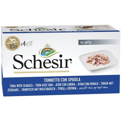 Schesir , Cibo Umido Per Cani Adulti Con Spigola E Tonnetto, In Morbida Gelatina (24 Lattine Da 85g) Schesir , Cibo Umido Per Cani Adulti Con Spigola E Tonnetto, In Morbida Gelatina (24 Lattine Da 85g)