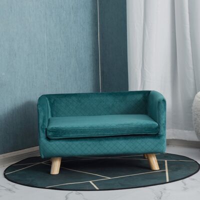 PZCC Divano Letto Per Cani Pawhut, Design Scandinavo, Cuscino Morbido, Gambe In Legno Massello, Dimensioni: 64 X 45 X 36 Cm, Velluto Blu Anatra PZCC Divano Letto Per Cani Pawhut, Design Scandinavo, Cuscino Morbido, Gambe In Legno Massello, Dimensioni: 64 X 45 X 36 Cm, Velluto Blu Anatra