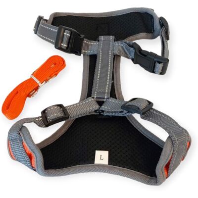 OEM Pettorina Regolabile Con Guinzaglio, Arancione Riflettente, Taglia L OEM Pettorina Regolabile Con Guinzaglio, Arancione Riflettente, Taglia L