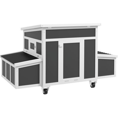GIORDANOSHOP Pollaio Per 1-6 Galline Con 2 Nidi Per La Cova Tetto Apribile E Vassoio Estraibile In Legno Grigio Scuro GIORDANOSHOP Pollaio Per 1-6 Galline Con 2 Nidi Per La Cova Tetto Apribile E Vassoio Estraibile In Legno Grigio Scuro
